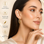 9K Yellow Gold Twist Creole Earrings with Clasp_6092918_2