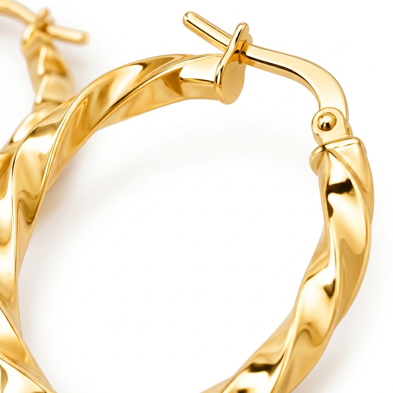 9K Yellow Gold 3.5MM Tube 30MM Twist Creole Hoop Earrings 1.8 grams 6092918 3