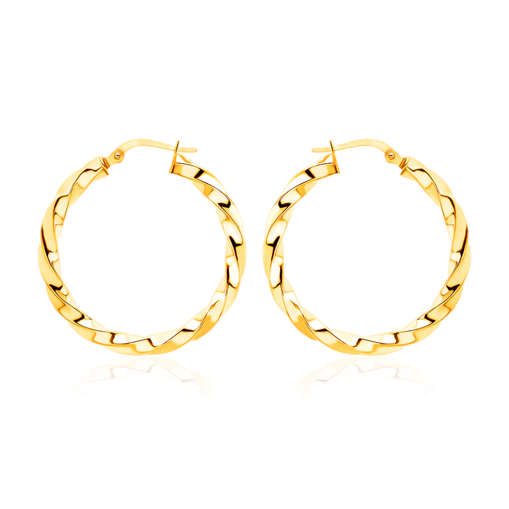 9K Yellow Gold Twist Creole Earrings with Clasp_6092918_4