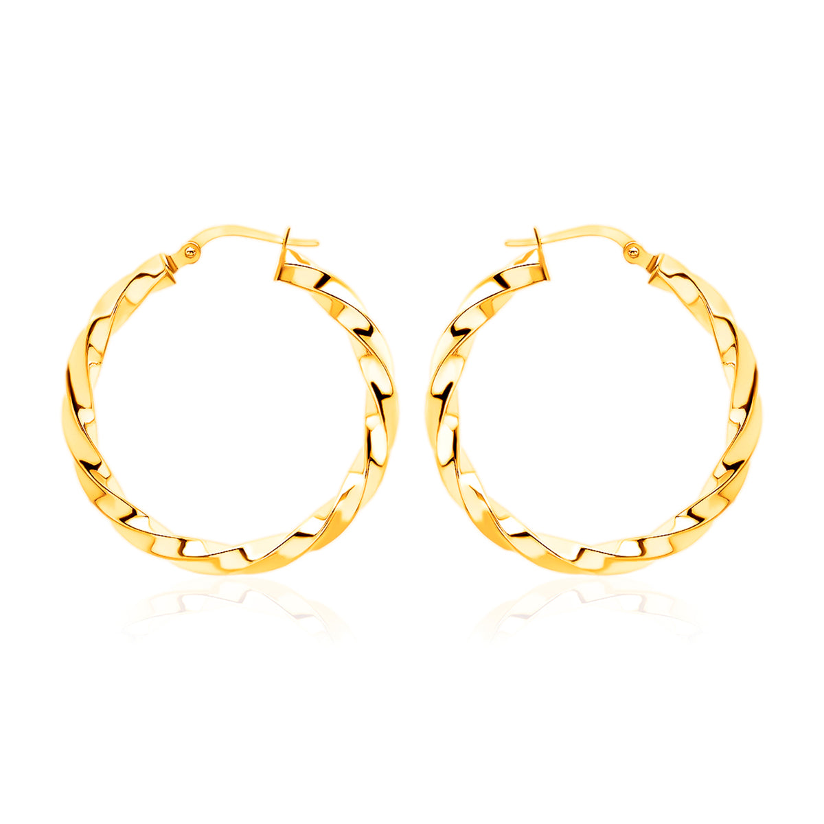 9K Yellow Gold 3.5MM Tube 30MM Twist Creole Hoop Earrings 1.8 grams 6092918 4