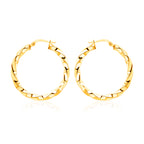 9K Yellow Gold Twist Creole Earrings with Clasp_6092918_4