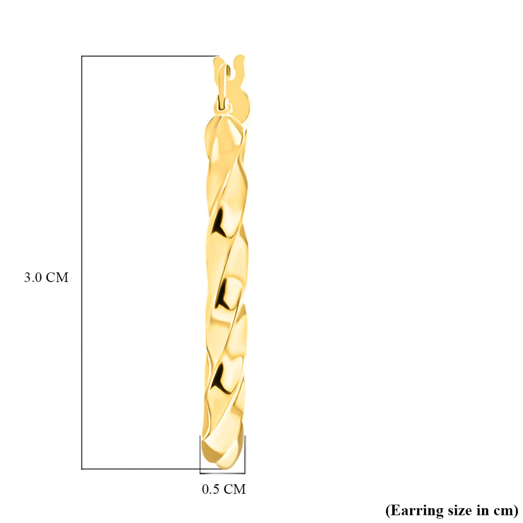9K Yellow Gold Twist Creole Earrings with Clasp_6092918_6