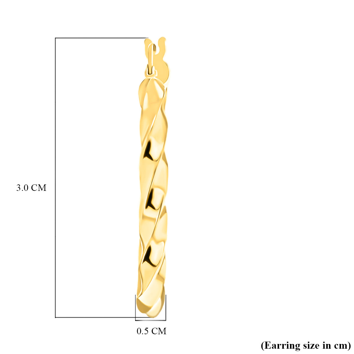 9K Yellow Gold 3.5MM Tube 30MM Twist Creole Hoop Earrings 1.8 grams 6092918 6