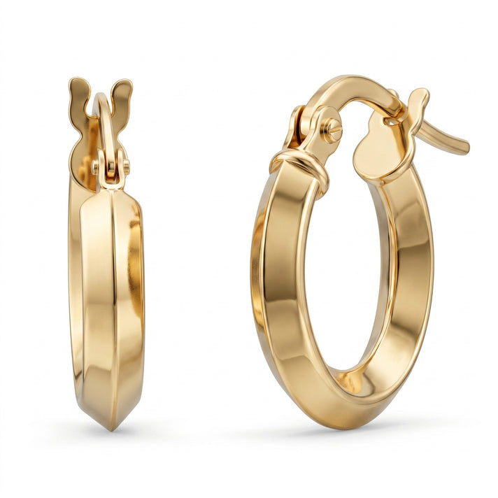 9K Yellow Gold 13MM Supreme Finish Hoop Creole Earrings 0.8 grams 6092921 1