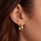 9K Yellow Gold 4MM Tube 21MM Patterned Hoop Creole Earrings 1.4 grams_6092929_1