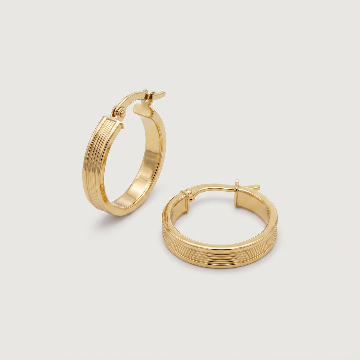 9K Yellow Gold 4MM Tube 21MM Patterned Hoop Creole Earrings 1.4 grams 6092929 3
