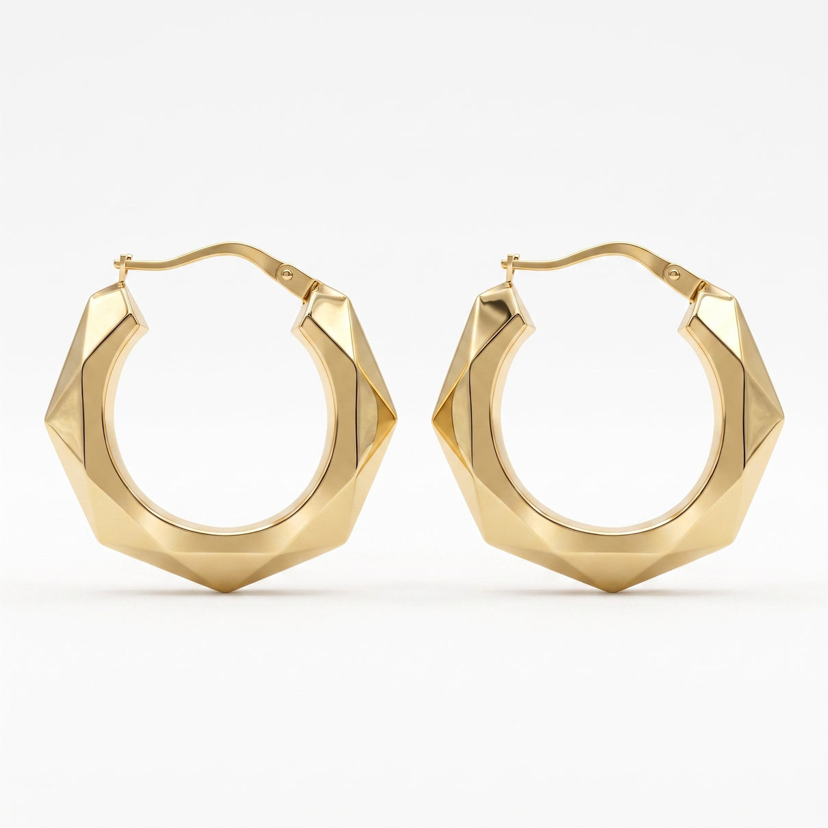 9K Yellow Gold 24MM Patterned Creole Hoop Earrings 1.5 grams 6092939 0