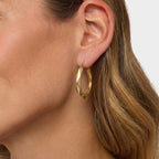 9K Yellow Gold 24MM Patterned Creole Hoop Earrings 1.5 grams_6092939_1