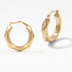 9K Yellow Gold 24MM Patterned Creole Hoop Earrings 1.5 grams_6092939_3