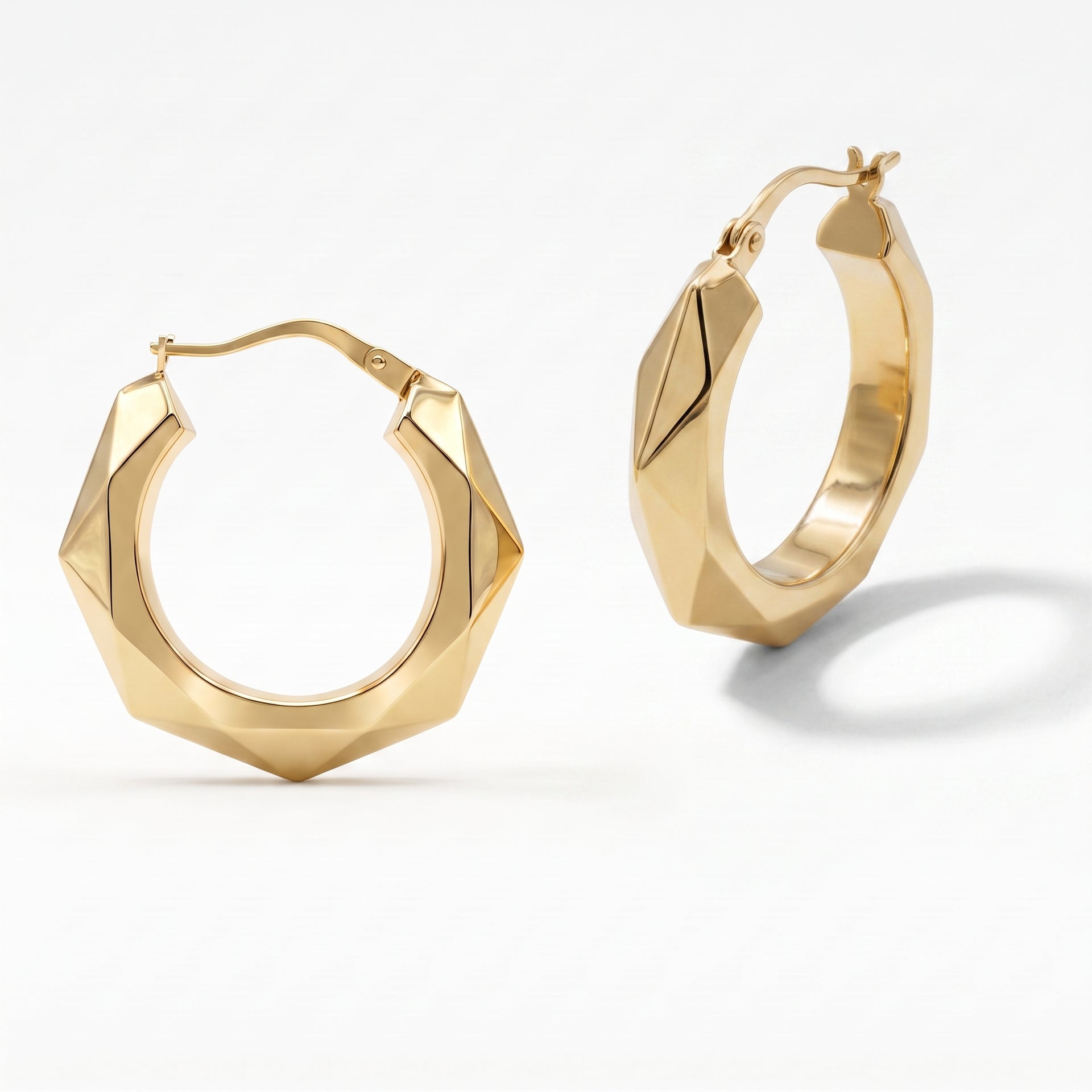 9K Yellow Gold 24MM Patterned Creole Hoop Earrings 1.5 grams 6092939 3