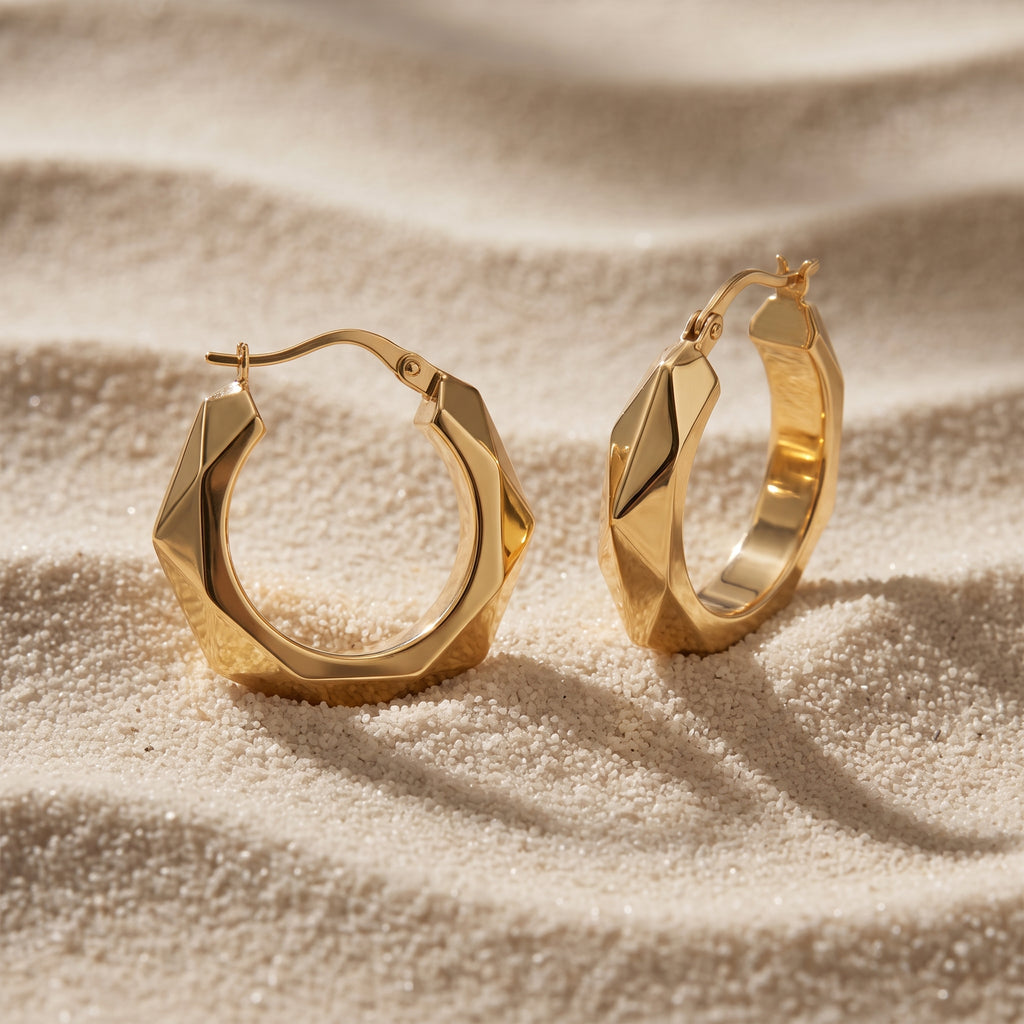 9K Yellow Gold 24MM Patterned Creole Hoop Earrings 1.5 grams_6092939_4