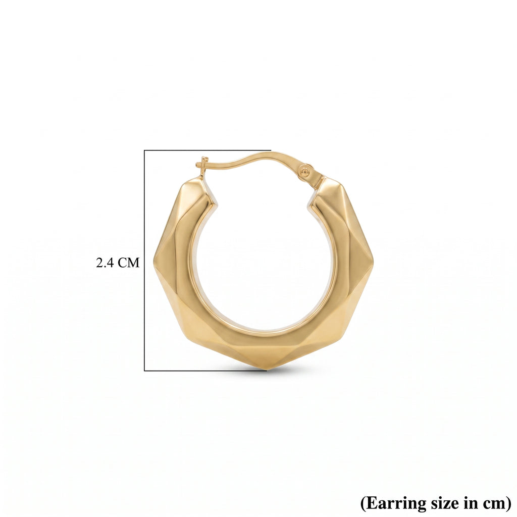 9K Yellow Gold 24MM Patterned Creole Hoop Earrings 1.5 grams_6092939_6