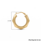 9K Yellow Gold 24MM Patterned Creole Hoop Earrings 1.5 grams_6092939_6