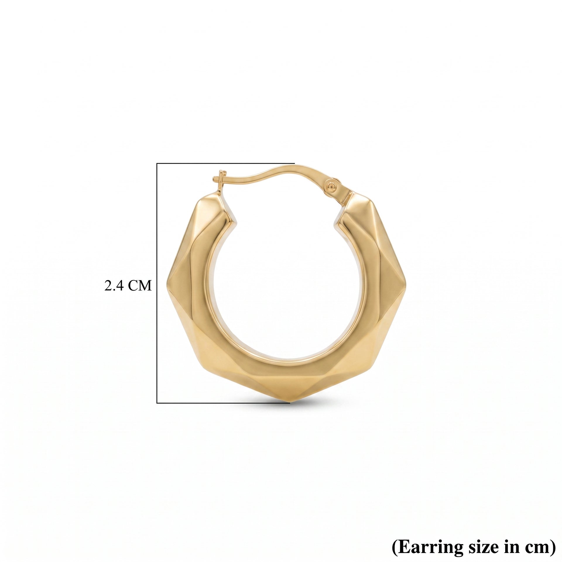 9K Yellow Gold 24MM Patterned Creole Hoop Earrings 1.5 grams 6092939 6