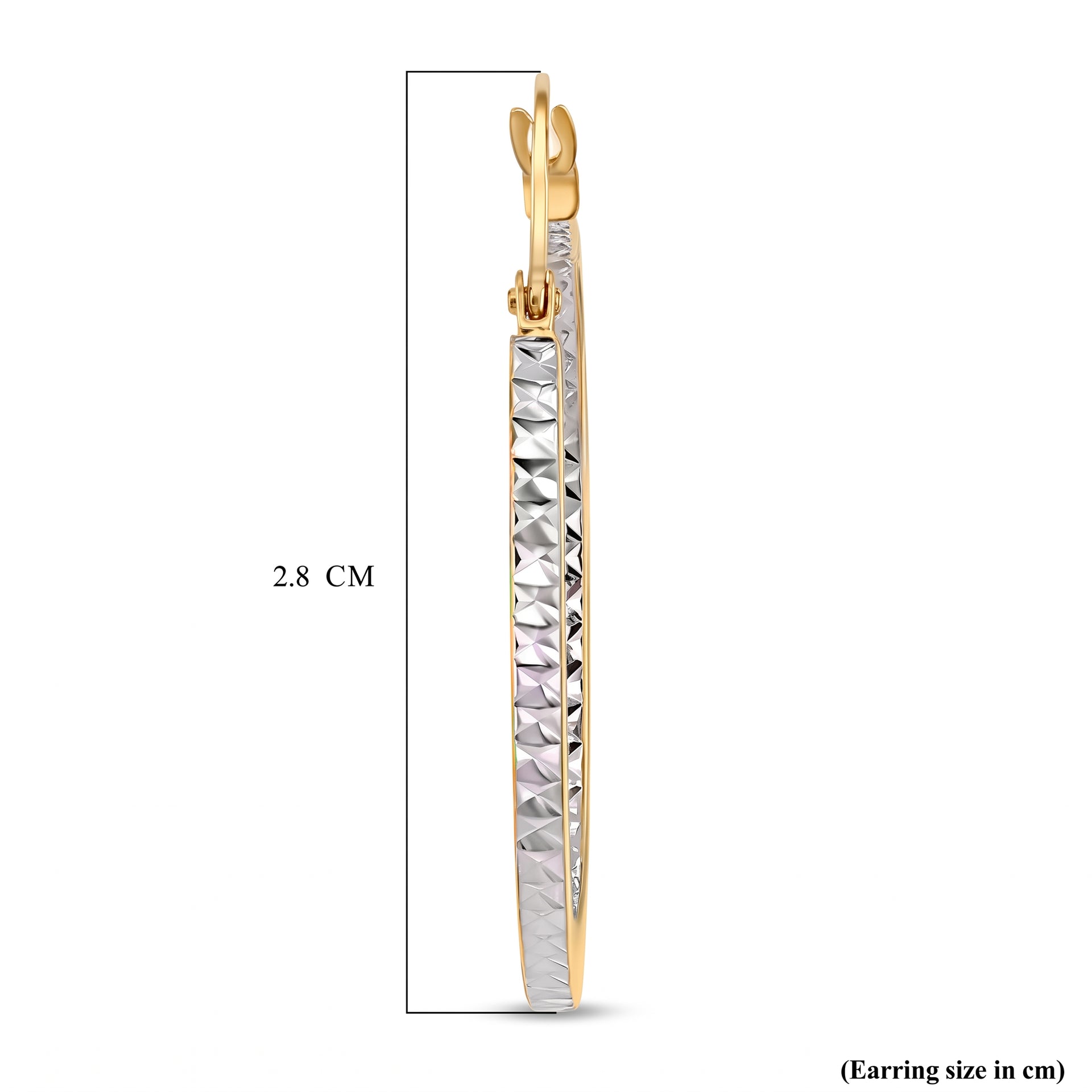 9K Two Colour Gold 28MM Diamond Cut Creole Big Hoop Earrings 1.9 grams 6092988 6