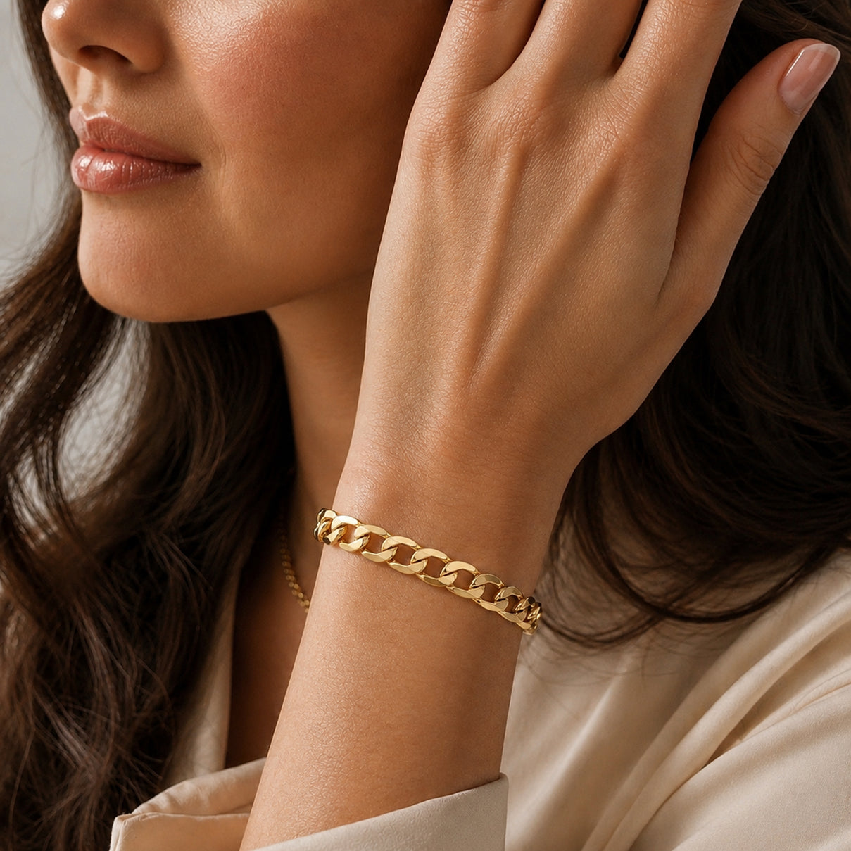 9K Yellow Gold High Finish Curb Chain Bracelet 7.25 Inch 4.5 grams 6093027 1