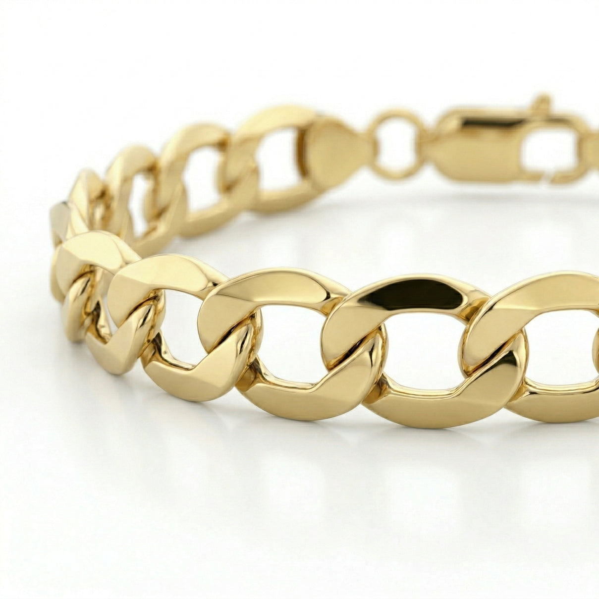 9K Yellow Gold High Finish Curb Chain Bracelet 7.25 Inch 4.5 grams 6093027 4