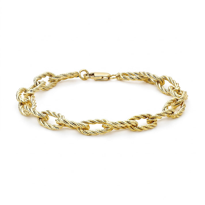 9K Yellow Gold Textured Oval Link Bracelet 7.5 Inch 4.5 grams 6093034 1