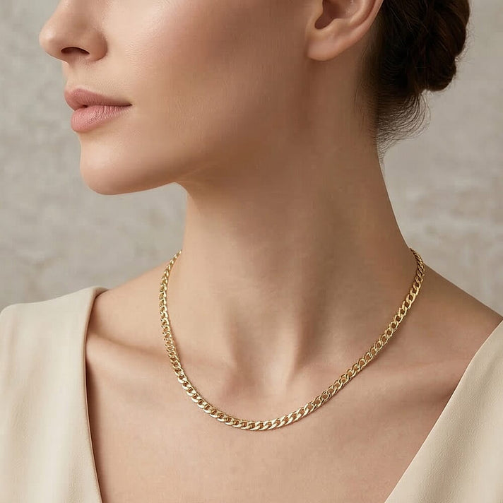 9K Yellow Gold Diamond Cut Flat Curb Chain 16 Inch 5.6 grams 6093053 2