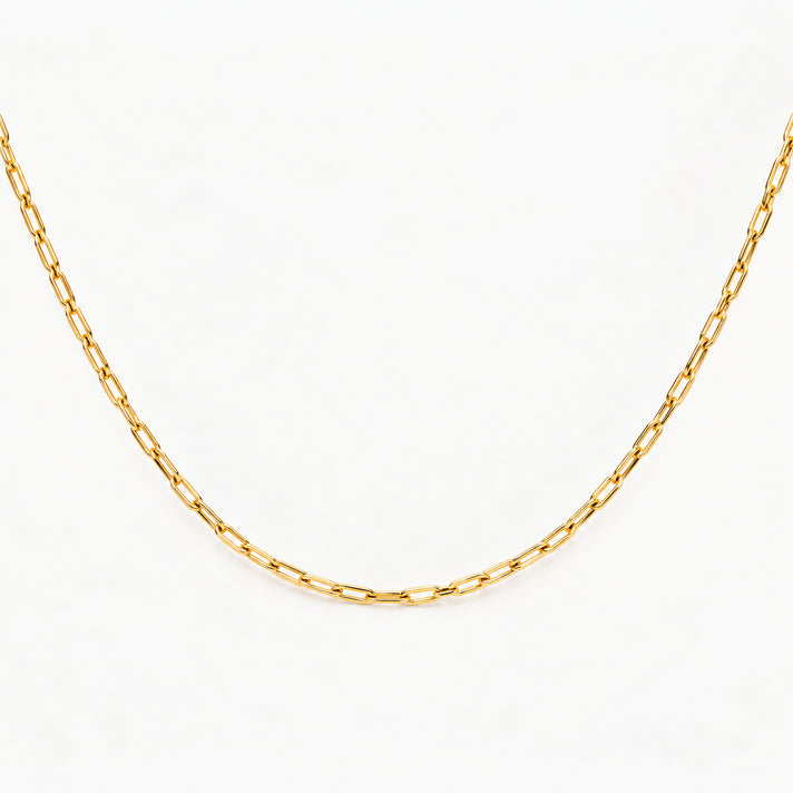 9K Yellow Gold 2.3MM Paperclip Chain with Spring Ring Clasp 16 Inch High Finish 6093059 1