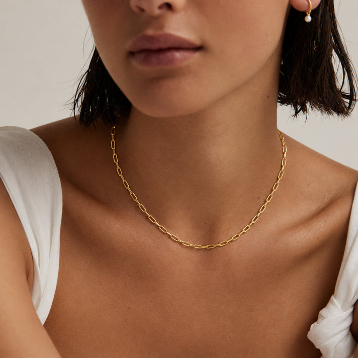 9K Yellow Gold 2.3MM Paperclip Chain with Spring Ring Clasp 16 Inch High Finish 6093059 2