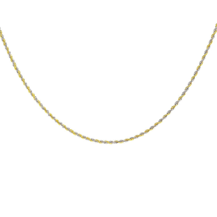 9K 2 Tone Gold High Finish Hollow Rope Chain 18 Inch 1.7 grams 6093079 1