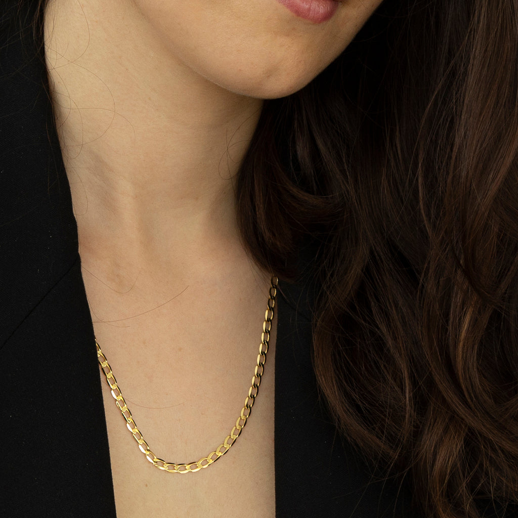 9K Yellow Gold Diamond Cut Flat Curb Chain 20 Inch, 6.9 grams_6093082_1