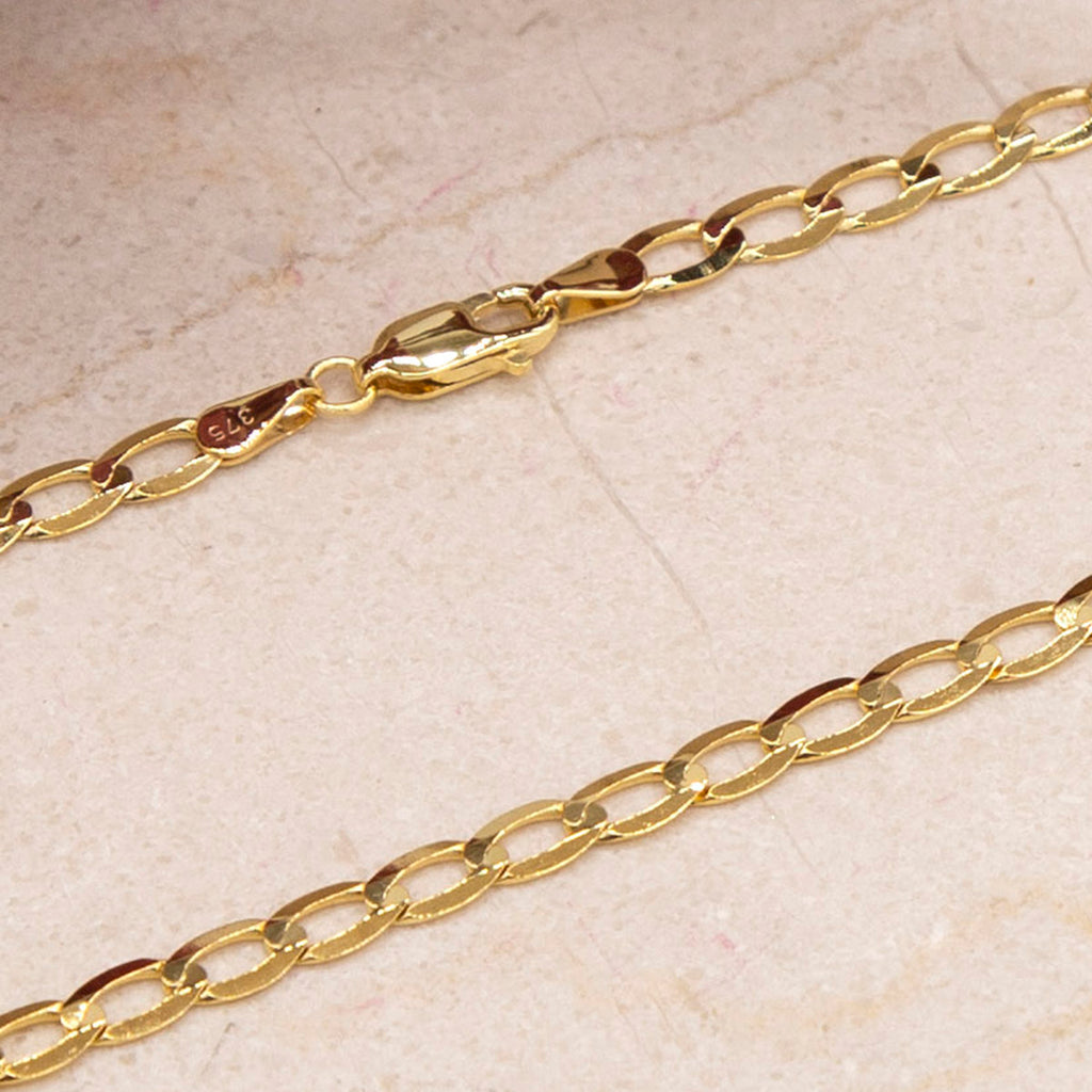 9K Yellow Gold Diamond Cut Flat Curb Chain 20 Inch, 6.9 grams_6093082_4