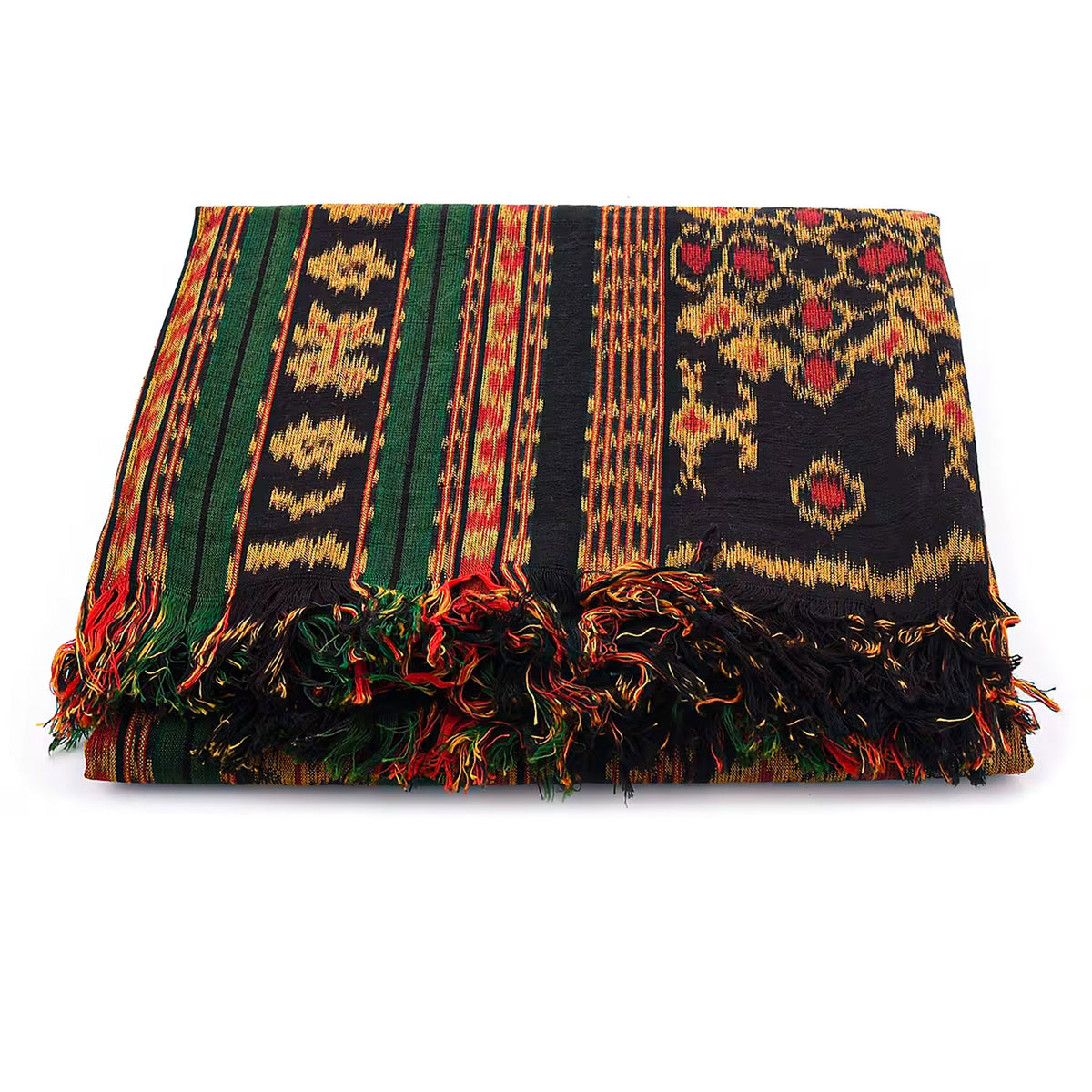 Bali Collection - Handmade Tenun Throw Blanket in Lasem Motif - Red, Green and Black V32512776 2