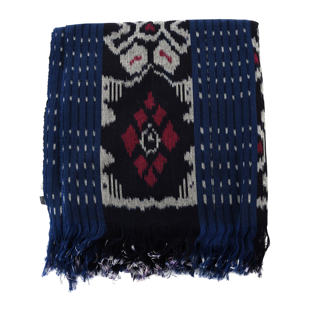 Bali Collection Tenun Throw in Animal Motif  (Size 116x240Cm) - Navy and Red_6093492