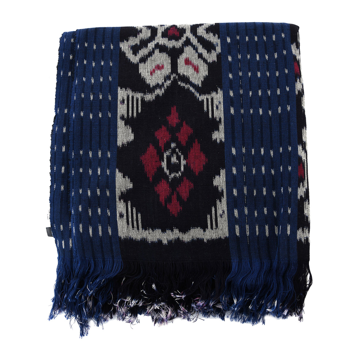 Bali Collection - Handmade Tenun Throw Blanket in Animal Motif - Navy and Red V32532053 0