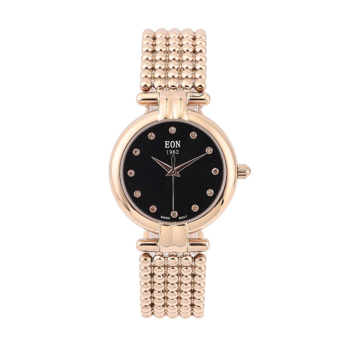 EON 1962 Swiss Movement 12 Champagne Diamond Studded 5 ATM Water Resistant Watch in Rose Gold Tone 3880727 0