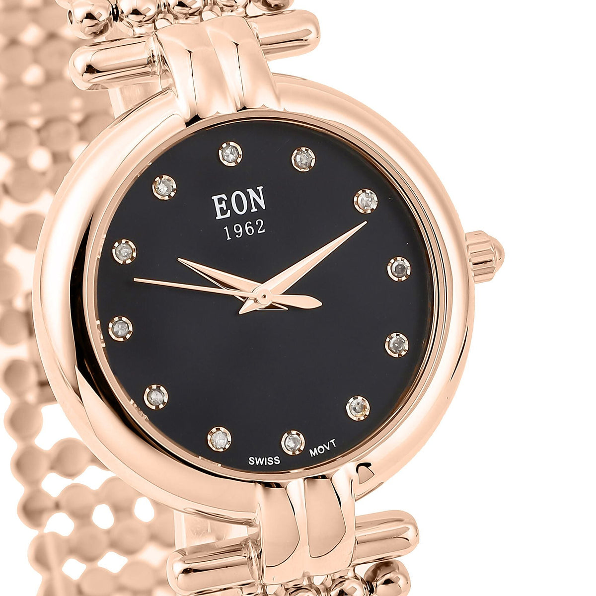 EON 1962 Swiss Movement 12 Champagne Diamond Studded 5 ATM Water Resistant Watch in Rose Gold Tone 3880727 4