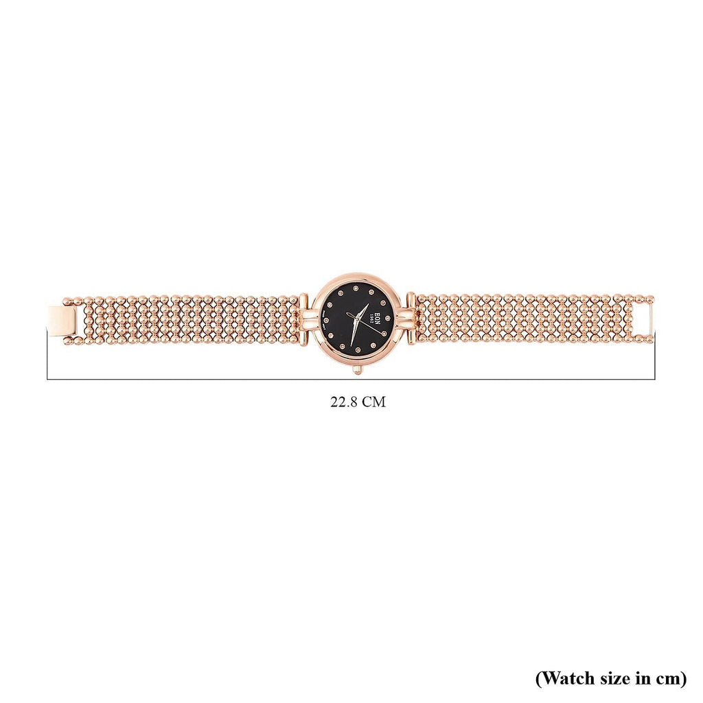 EON 1962 Swiss Movement 12 Champagne Diamond Studded 5 ATM Water Resistant Watch in Rose Gold Tone