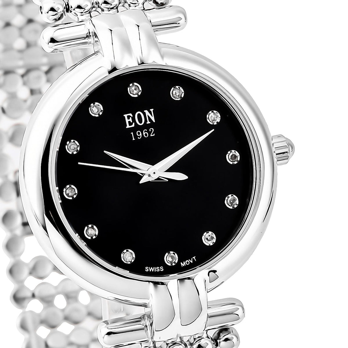 EON 1962 Swiss Movement 12 Champagne Studded 5 ATM Water Resistant Watch in Silver Tone 3880730 4