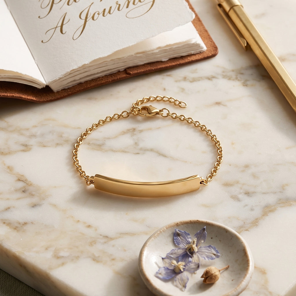 Personalized Bar Bracelet (Size - 7+1.5 Ext) in Yellow Gold Tone_6122599_2