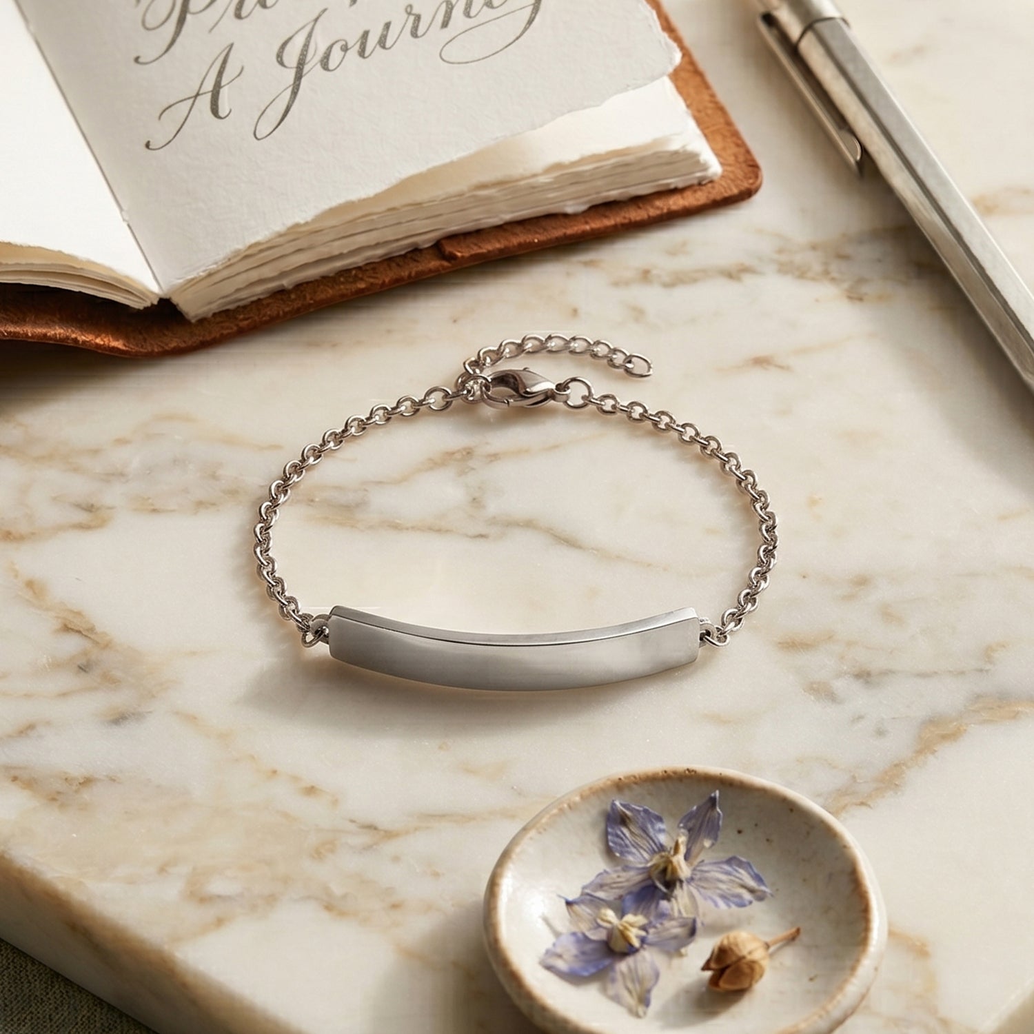 Personalized Bar Bracelet (Size - 7+1.5 Ext) in Silver Tone V32515058 3