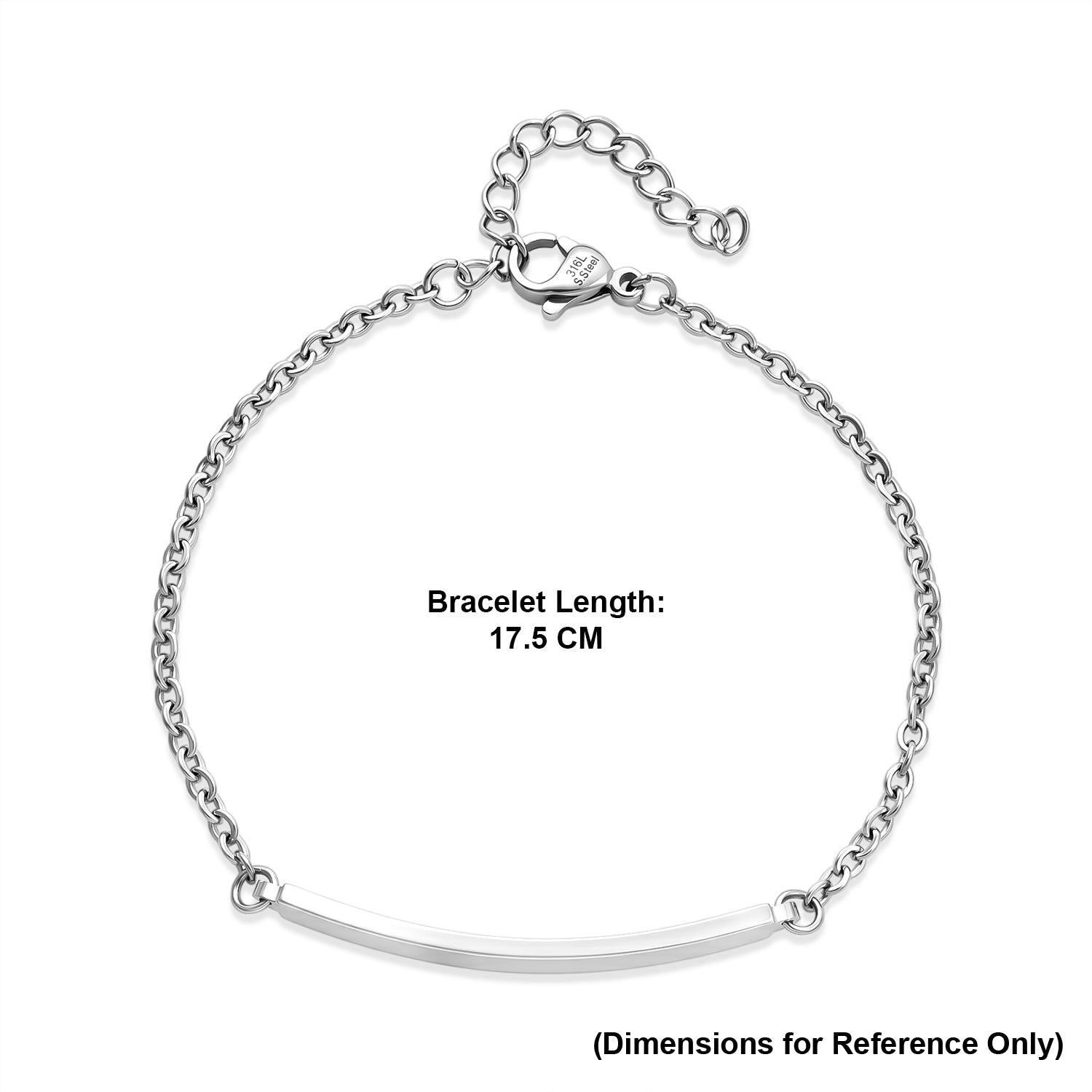 Personalized Bar Bracelet (Size - 7+1.5 Ext) in Silver Tone V32515058 6