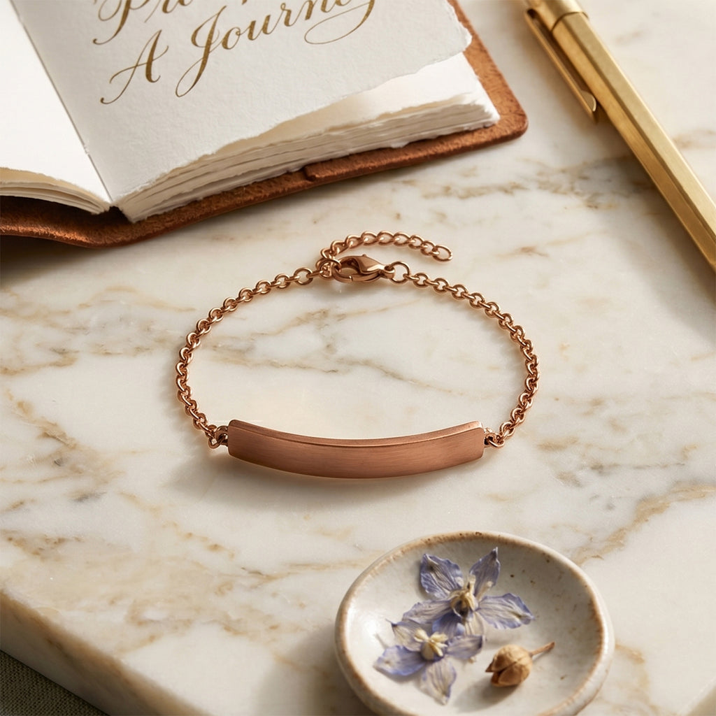 Personalized Bar Bracelet (Size - 7+1.5 Ext) in Rose Gold Tone_6122601_2