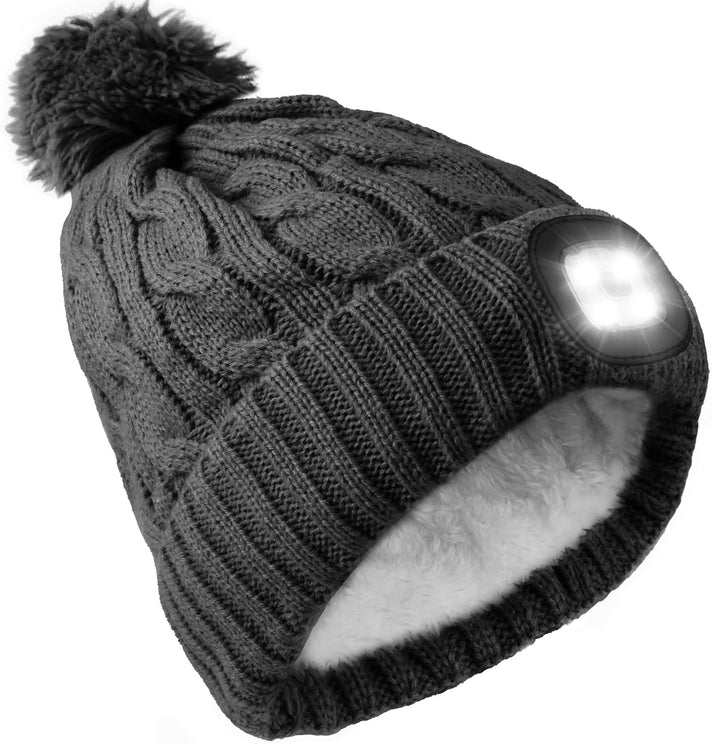 Waterproof LED Sherpa Beanie with USB Rechargeable Light - Black 6126642 1
