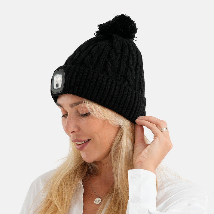 Waterproof LED Sherpa Beanie with USB Rechargeable Light - Black 6126642 2