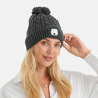 USB Rechargeable Waterproof LED Bobble Hat with Sherpa Lining  (Size 26x20 Cm) - Grey_6126643_2