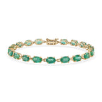 9K Yellow Gold AAA Zambian Emerald Tennis Bracelet (Size - 8) 10.80 Ct_6240891