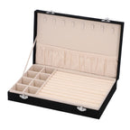 Luxurious Velvet Anti-Tarnish Jewelry Organizer Box (29x18.5x5.2cm) - Black_6242540