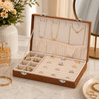 Luxurious Velvet Anti-Tarnish Jewelry Organizer Box (29x18.5x5.2cm) - Brown_6242542_1