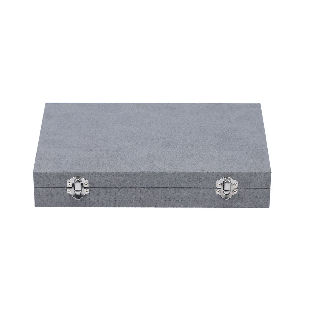 Luxurious Velvet Anti-Tarnish Jewelry Organizer Box (29x18.5x5.2cm) - Grey_6242543_2