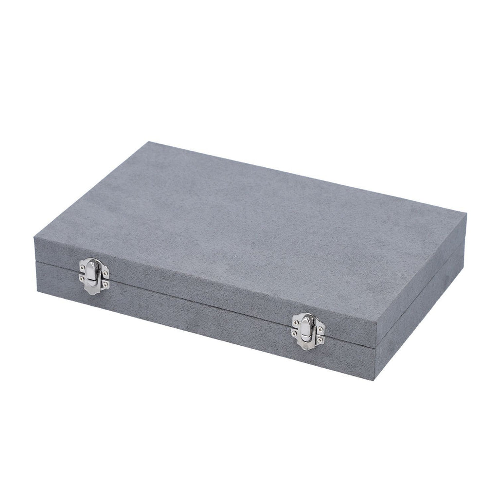 Luxurious Velvet Anti-Tarnish Jewelry Organizer Box (29x18.5x5.2cm) - Grey_6242543_3
