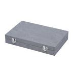 Luxurious Velvet Anti-Tarnish Jewelry Organizer Box (29x18.5x5.2cm) - Grey_6242543_3