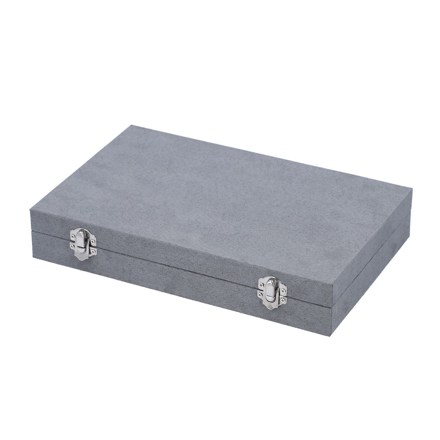 Luxurious Velvet Anti-Tarnish Jewelry Organizer Box (29x18.5x5.2cm) - Grey V32517363 4