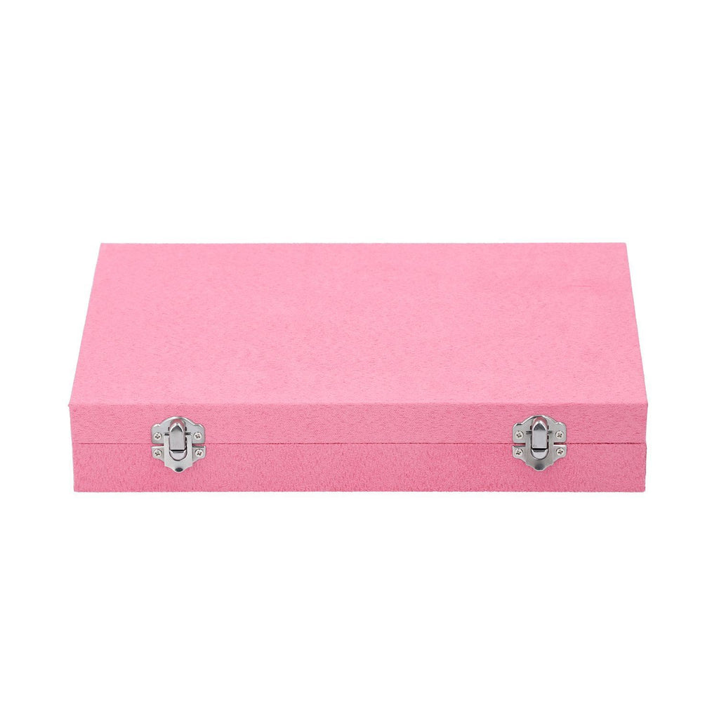 Luxurious Velvet Anti-Tarnish Jewelry Organizer Box (29x18.5x5.2cm) - Pink_6242546_2